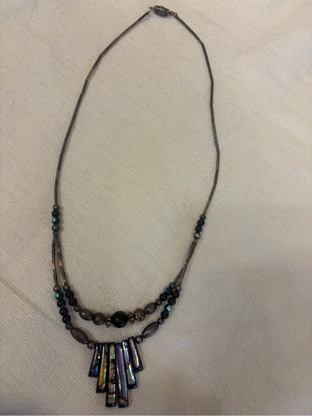 Arizona Style Abalone Sterling Silver Pendant Necklace - Black/Gray